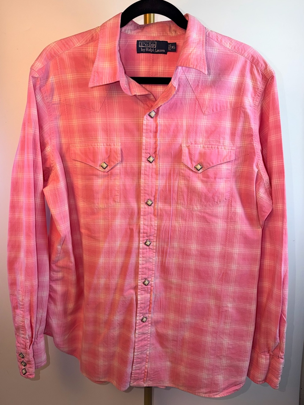 Ralph Lauren Pink Plaid Western Button-Down Shirt